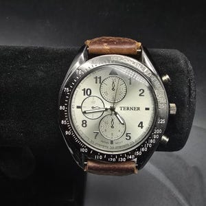 Men&#39;s Bijoux Terner Watch Brown Band Black Face Quartz Works