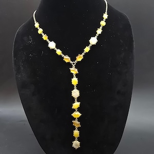 Lucky Brand Y Drop Necklace Yellow Silver Tone Dangle Drop Pendant
