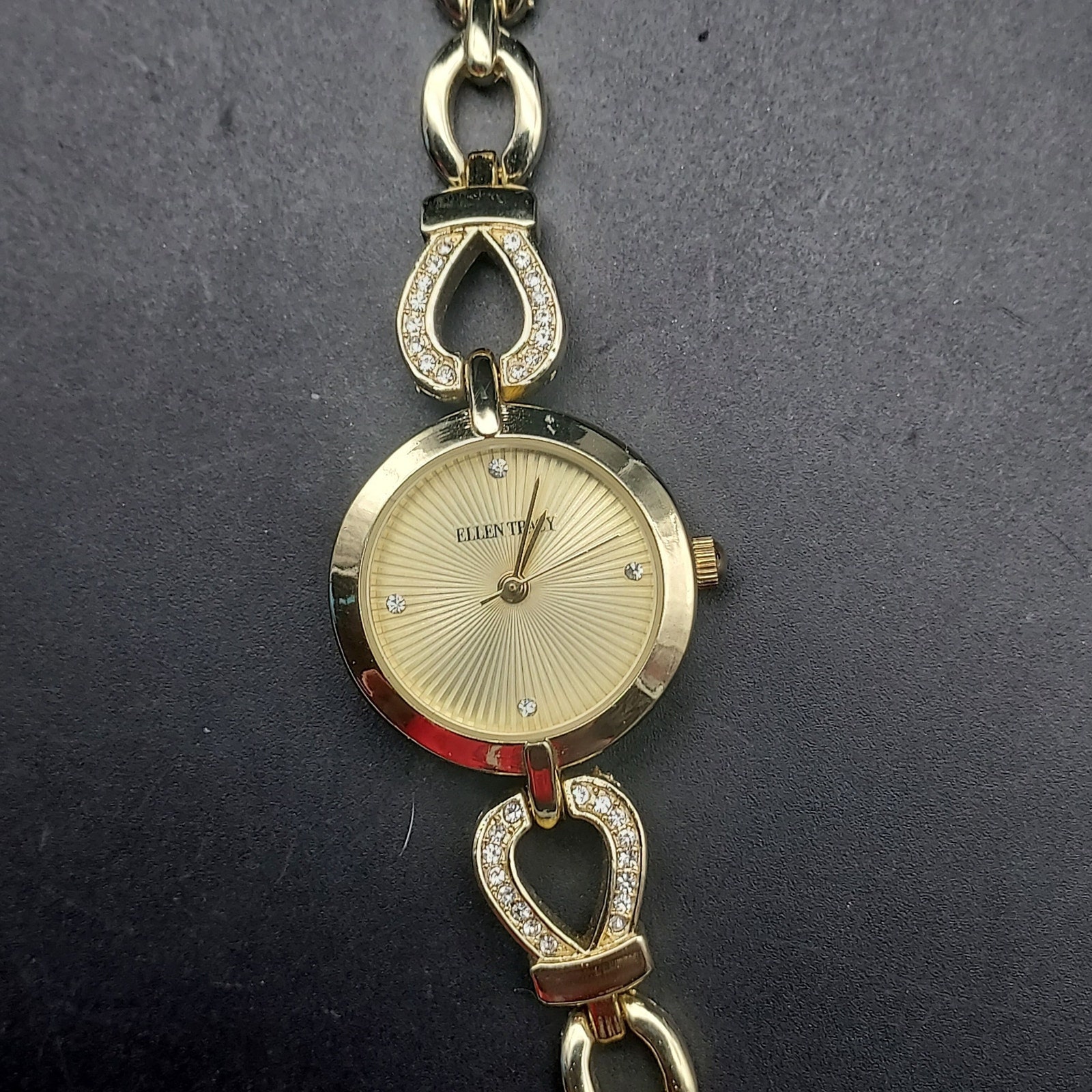 Gold Tone Chain Link Quartz Watch Bracelet Bundle NY&C Ellen Tracy new battery Ellen Tracy Quartz Rose Gold Dial Ladies Watch ET5180RG  main image 3