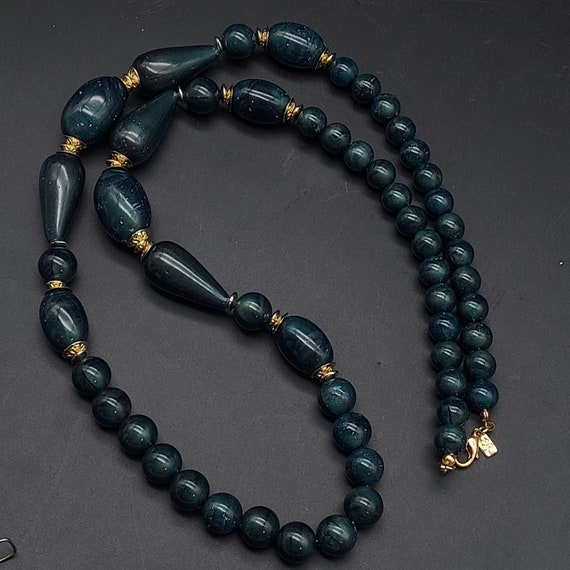 Lady Remington Deep Teal Green Beaded Necklace Vi… - image 7