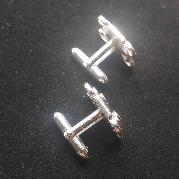 Vintage Silver tone Swank Cufflinks Butterfly Sha… - image 3