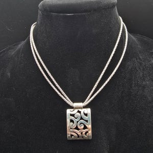 Brighton Silver Tone Swirl Pendant Necklace Double Chain image 1