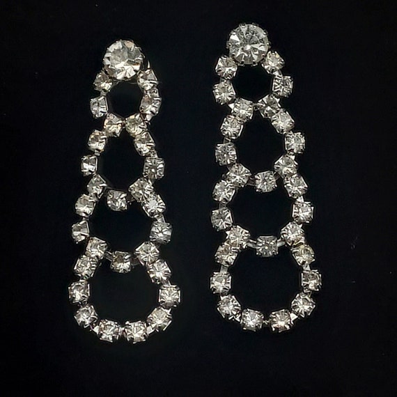 Rhinestone Loop Earrings Dangle Drop Vintage Glam… - image 8