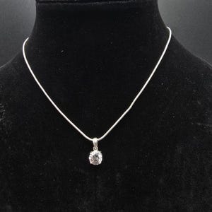 Avon 2003 Solitaire CZ Necklace Silver Tone Costume Jewelry