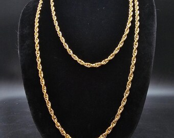 ■VINTAGE HOLLYWOOD■ Twist Leaf Chain Necklace VH2379NE007B Long Vintage CELEBRITY Double Strand Silver Tone Chain