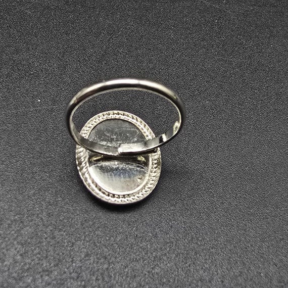 Abalone Shell Oval Ring Silver Tone Adjustable Si… - image 4