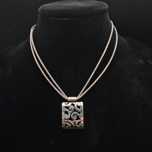 Brighton Silver Tone Swirl Pendant Necklace Double Chain image 5