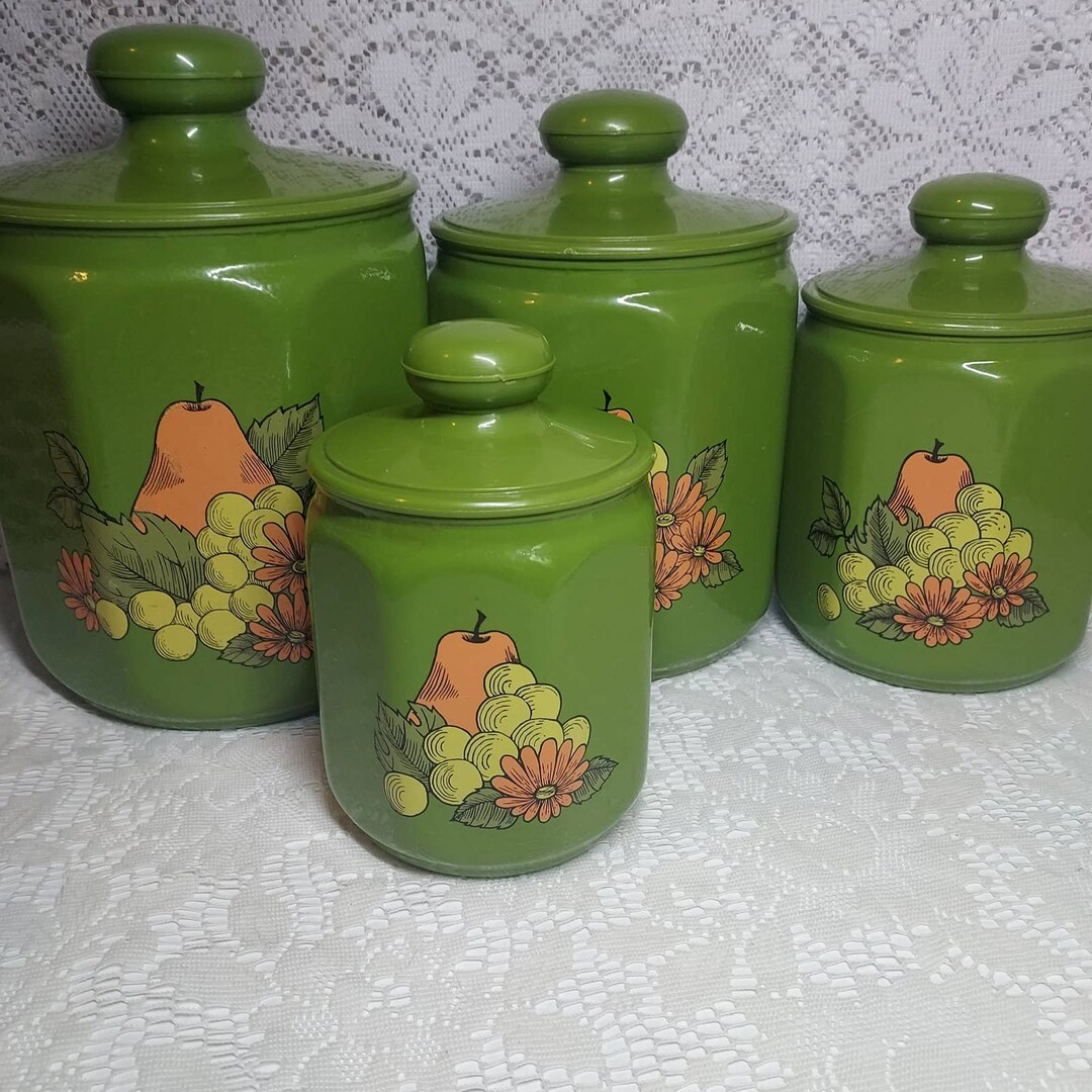 Vintage Kromex Canister Set Fruits and Flours 1970s MCM Etsy