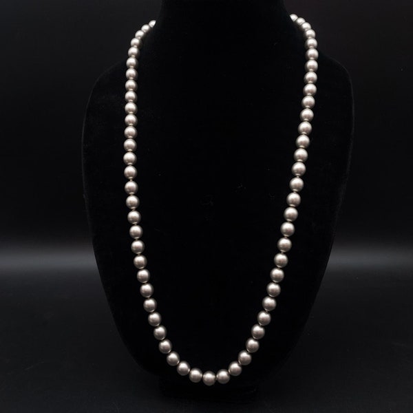 Joan Rivers Gray Faux Pearl Necklace 30 Inch Vintage QVC Costume Jewelry