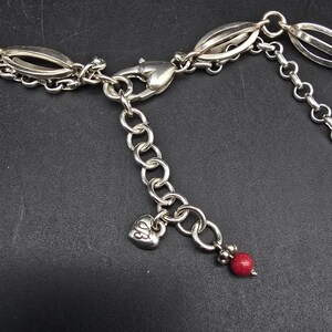 Brighton Red Beaded Necklace Silver Tone Double Strand image 3