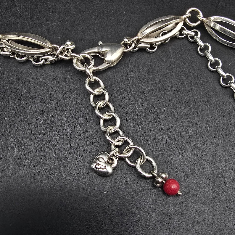 Brighton Red Beaded Necklace Silver Tone Double Strand image 3