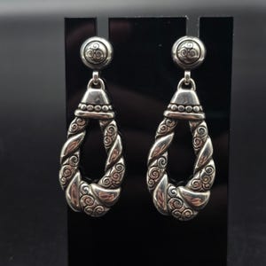 Brighton Bijoux Silver Tone Swirl Tear Drop Earrings Pierced Post image 4