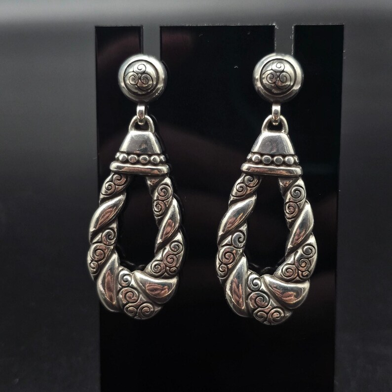 Brighton Bijoux Silver Tone Swirl Tear Drop Earrings Pierced Post image 4