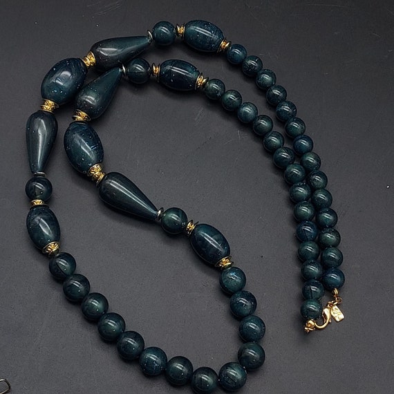 Lady Remington Deep Teal Green Beaded Necklace Vi… - image 4