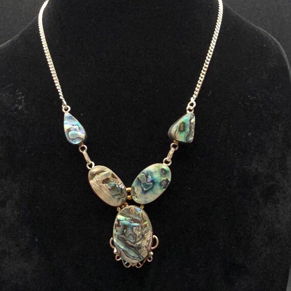 Sterling Silver Abalone Shell necklace Pendant Dr… - image 7