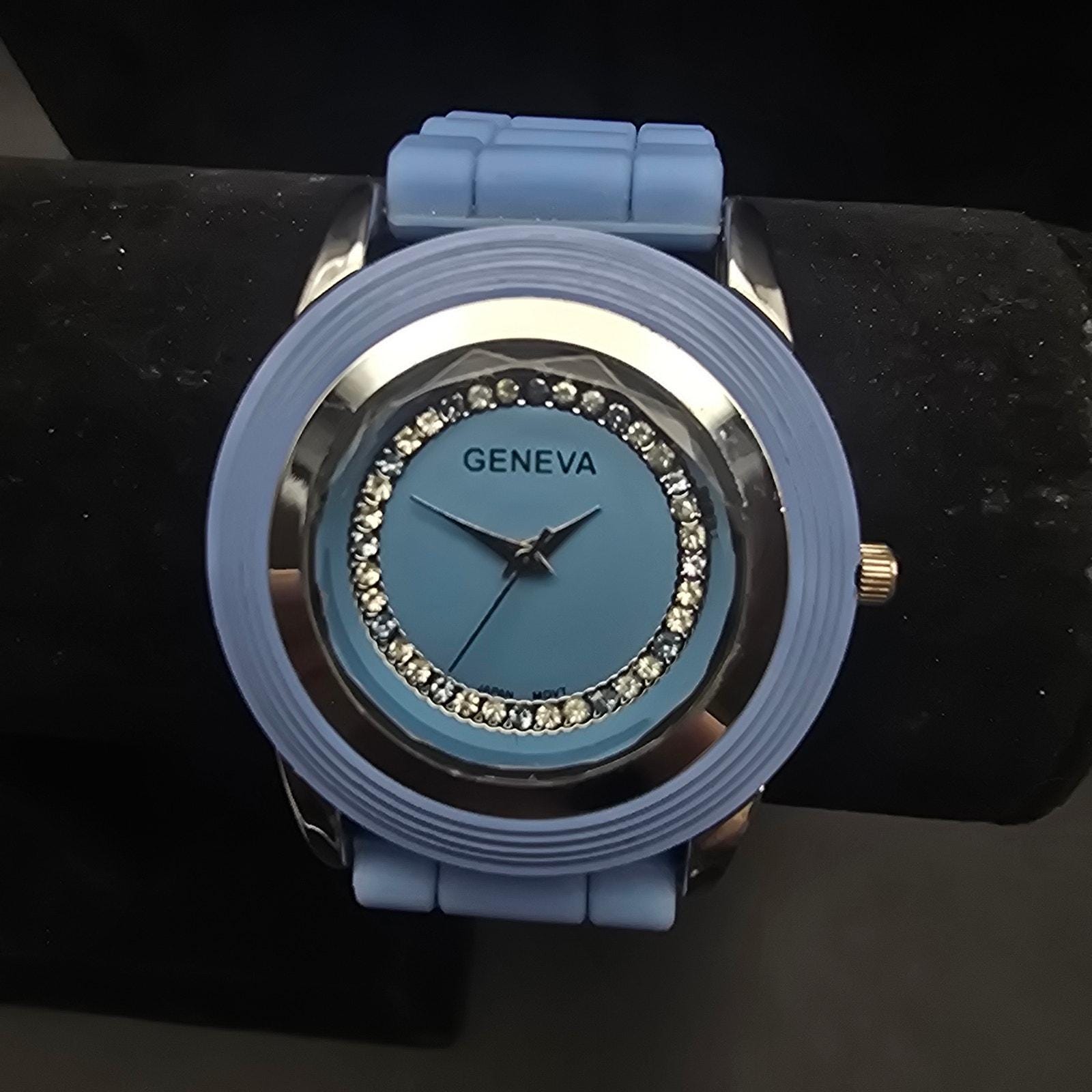 Geneva Silver Watch with Blue Accents Blue Geneva Watch - Etsy main image 2