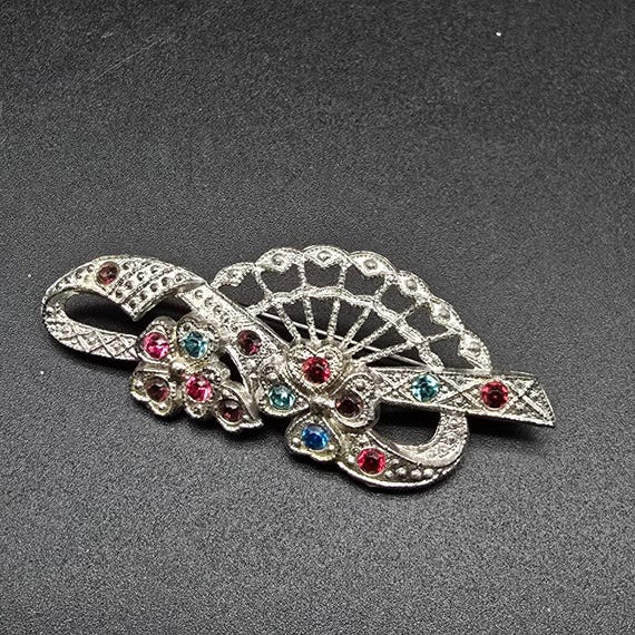 1930s Purple Rhinestone Pot Metal Brooch Art Deco Glass Pin Antique Art Deco Pot Metal Enameled Brooch Pin - Etsy main image 3