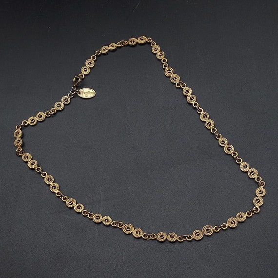 Vendome Gold Tone Spiral Link Necklace Signed VIn… - image 9