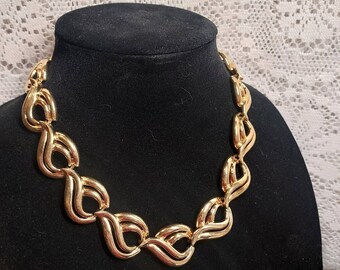 Vintage Krementz Gold Tone Chain Link Necklace Vintage Costume Jewelry