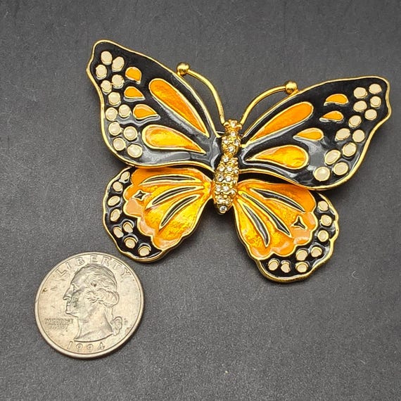 Kenneth Jay Lane Monarch Butterfly Brooch KJL - image 2
