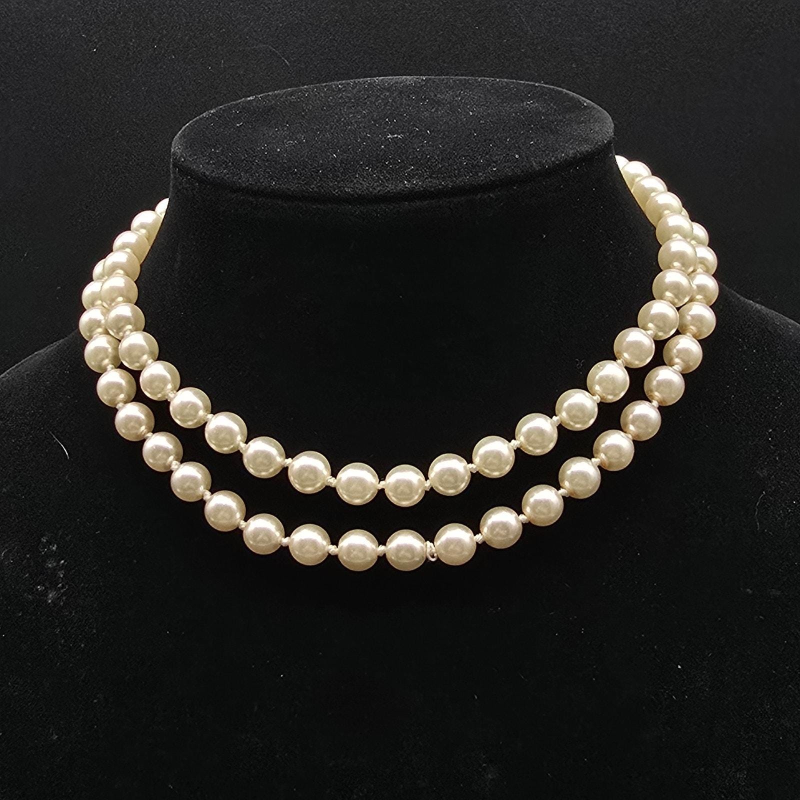 Rosemarie & Jubalee Women's Glass Faux Pearl Knotted Simulated Long