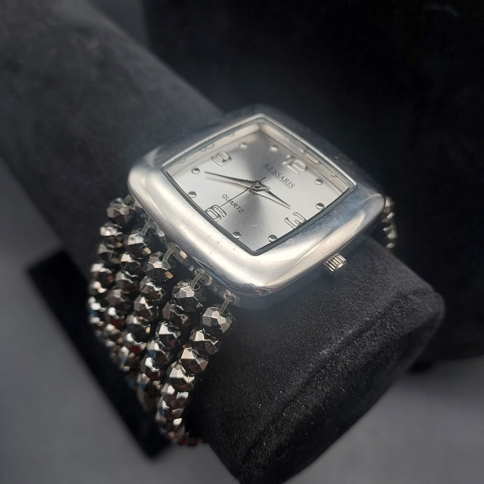 Kessaris Black Rhinestone Watch Stretch Band Bracelet Womens  display picture 3