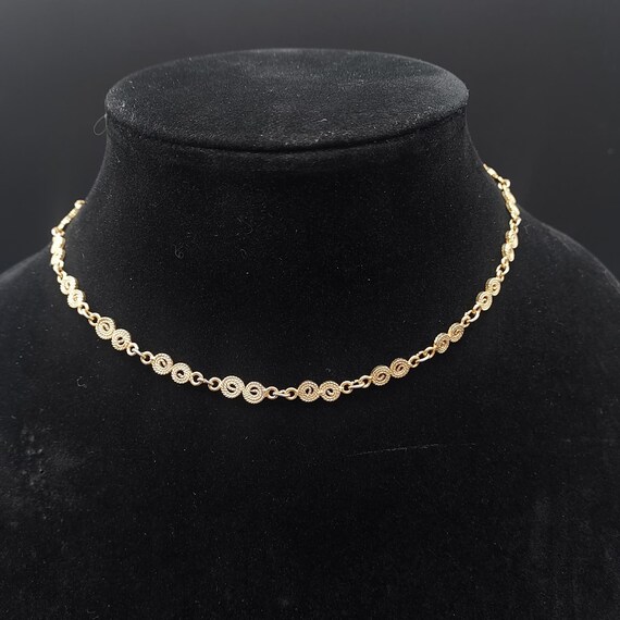 Vendome Gold Tone Spiral Link Necklace Signed VIn… - image 10