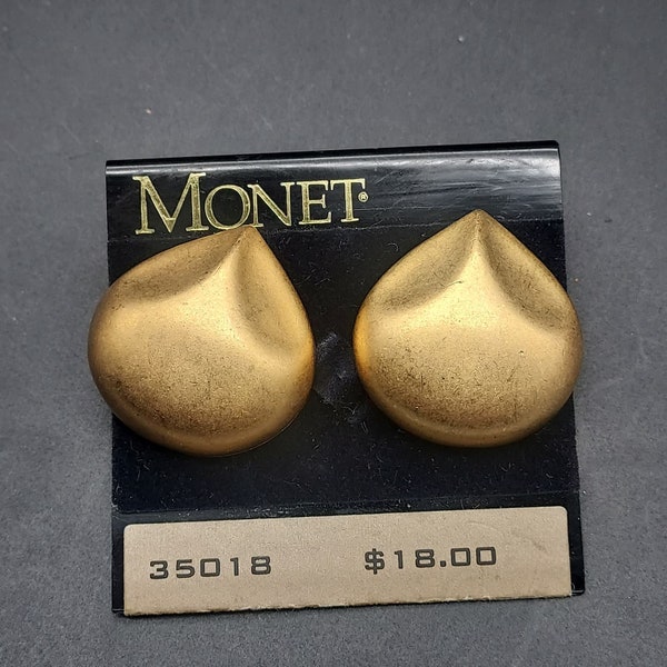 Monet Gold Tone Earrings Pierced Ears VIntage Costume Jewelry New Old Stock