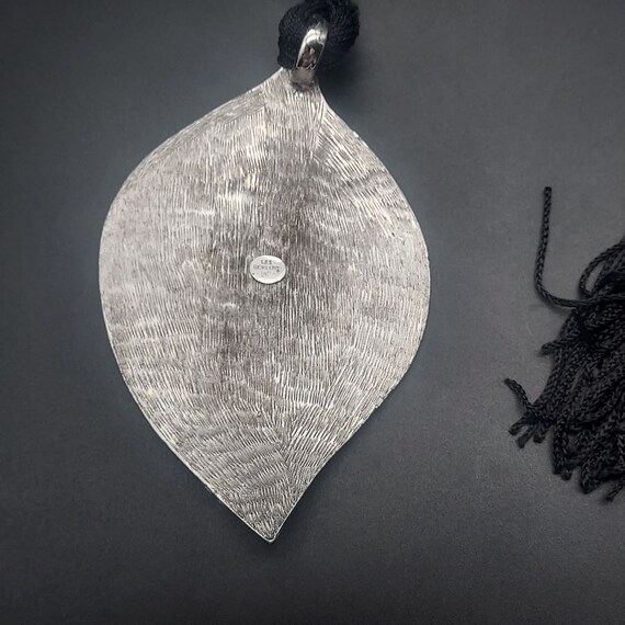 Rare Les Bernard Silver Tone Leaf Lariat Necklace… - image 4