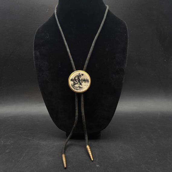 Gold Panning Bolo Slide Pendant Necklace Vintage American West