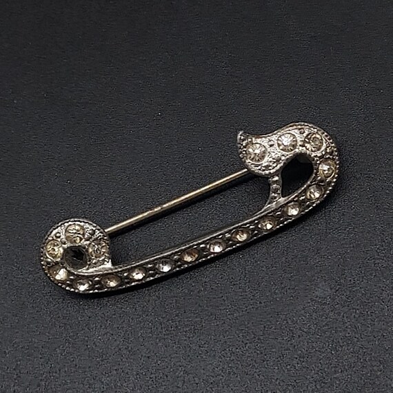 Rhinestone C-Clasp Brooch Safety Pin Shape Vintag… - image 10