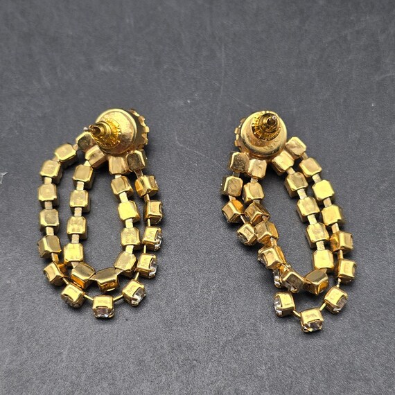 Black Clear Rhinestone Earrings Loop Dangle Drop … - image 5