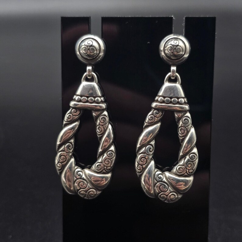 Brighton Bijoux Silver Tone Swirl Tear Drop Earrings Pierced Post image 7