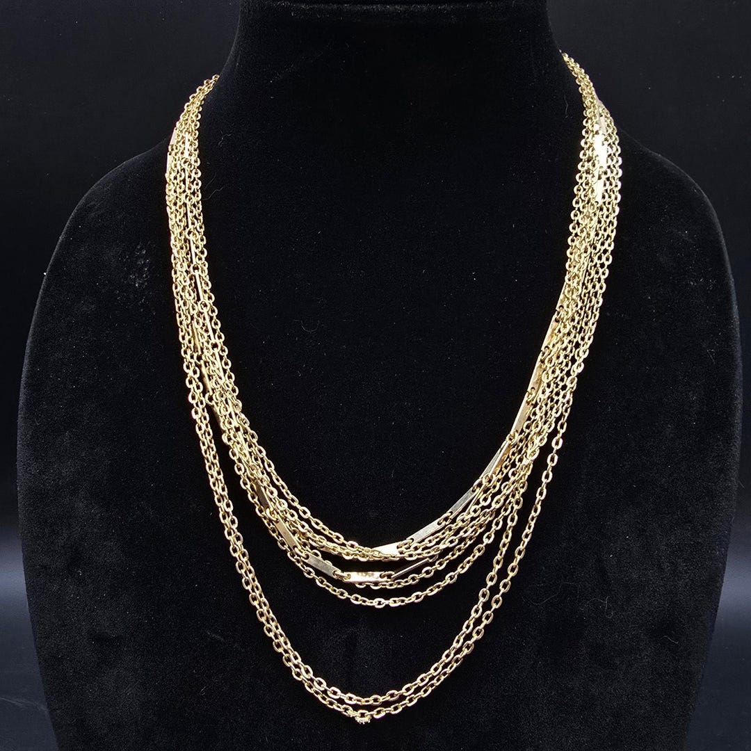 [BLACKMUSE] 芸能人着用☆glam-multi-chain-gold-mix necklace BLACKMUSE] 芸能人着用☆glam-multi-chain-gold-mix necklace