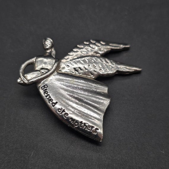 Blessed Are Mothers Angel Brooch Pin Silver Tone Mothers Blessing Mothers Day