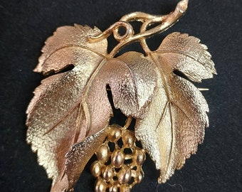 VIntage Lisner Brooch GOld Tone Leaves Fall Jewelry Costume