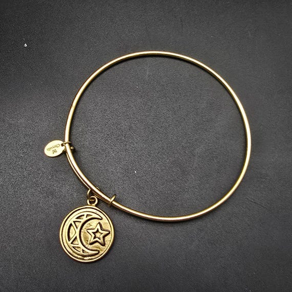 Chrysalis Celestial Moon Charm Bangle Bracelet Go… - image 2