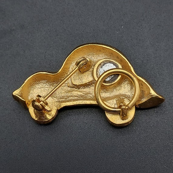 Gold Tone Beetle Car Brooch Automobile Theme Vint… - image 4