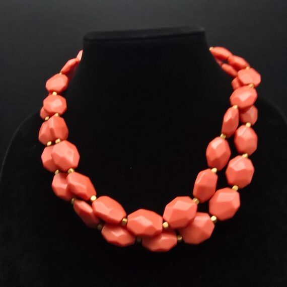 Premier Designs Peach Pink Beaded Necklace Two Strand Spring