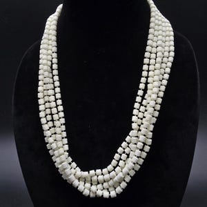 Vintage Hong Kong White Beaded Necklace Plastic Lightweight
