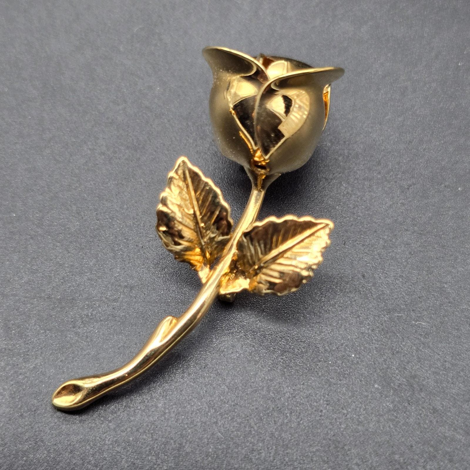 Monet Rose Brooch Gold Tone Flower Vintage Floral Jewelry - Etsy