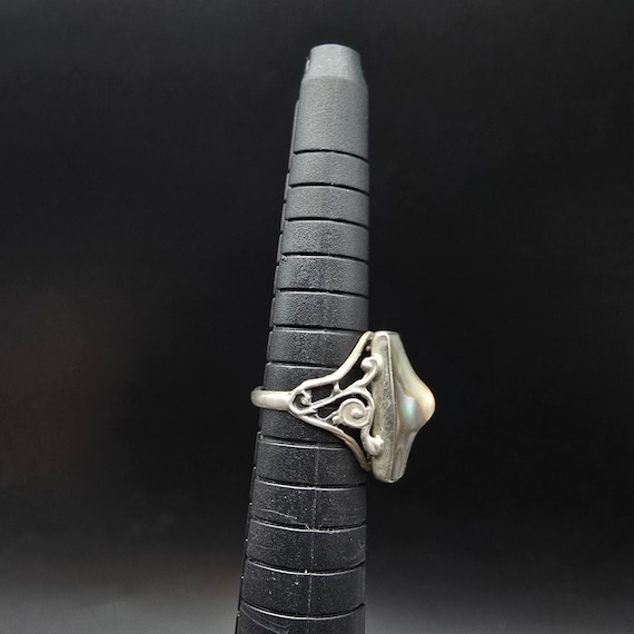 Sterling Silver Abalone Shell Ring Blistered Pear… - image 6