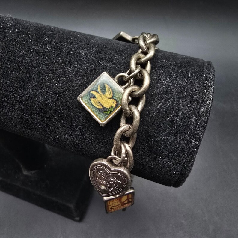 Pulsera con dije del símbolo de la paz de Brighton, tono plateado, bisutería imagen 2