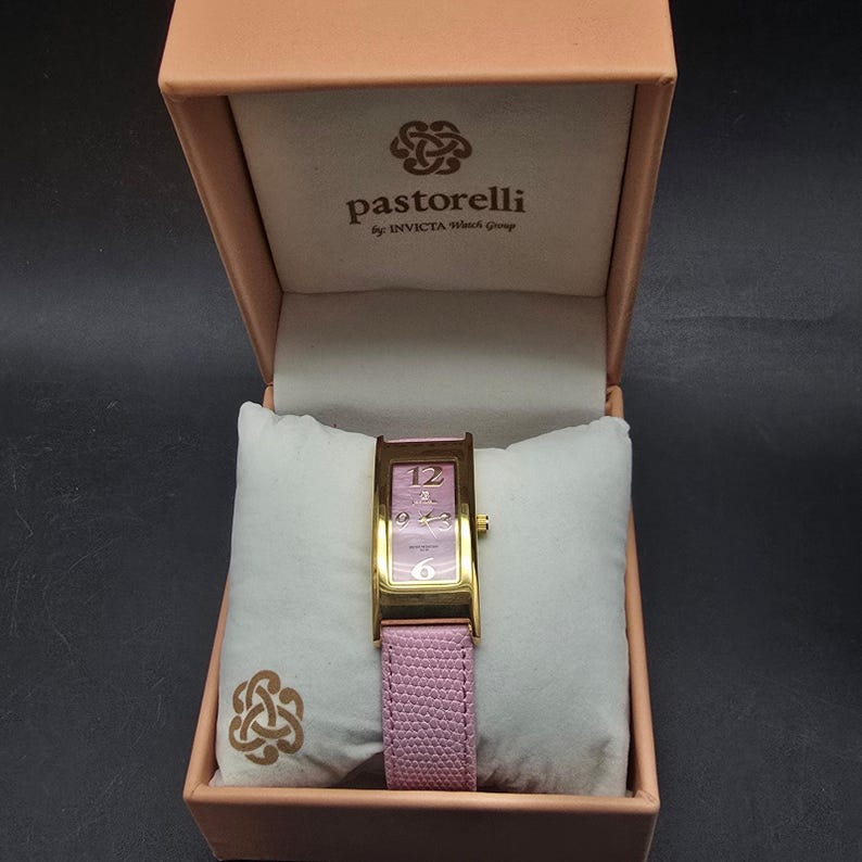 Women's Pastorelli by Invicta Watch Pink Gold Tone Rectangle In Box image 8