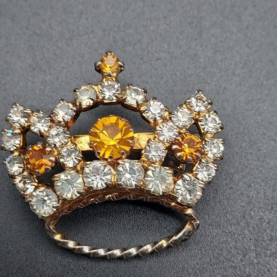 Vintage Yellow Rhinestone Crown Shape Brooch Costume Jewelry - Etsy