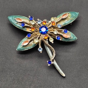 Dragonfly Brooch Multicolor Enamel Rhinestone Insect Bug Fashion Jewelry