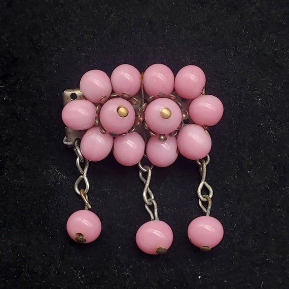 Miriam Haskell Brooch Early 1940s Unsigned Pink B… - image 10