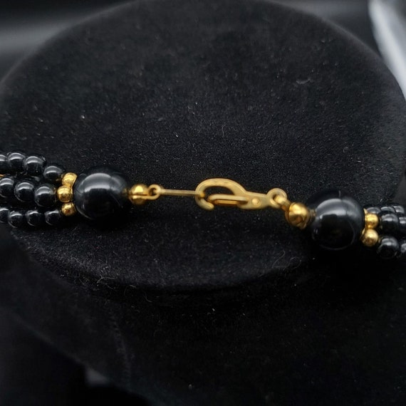 Marvella Black Beaded Necklace Bracelet Set Vinta… - image 5