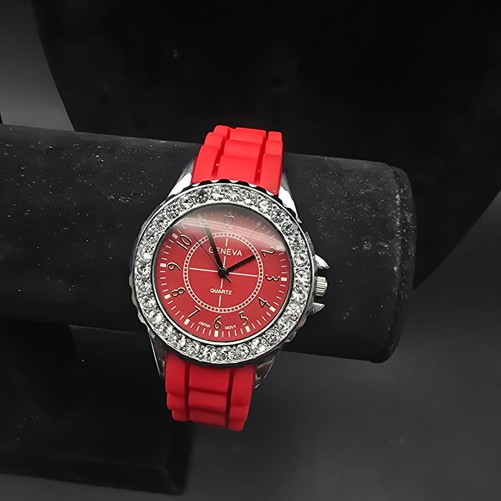 Geneva Watch NWT Red Leather Rhinestone GV2 Arezzo Diamond - Red Jasper - Gevril main image 2