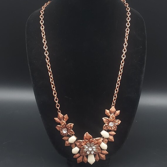 Premier Design Copper Tone Floral Bib Necklace St… - image 1